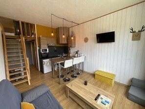 TV - Cozy Studio, Ideal for 4, Renovated, Ski-in/Ski-out, WiFi, Pet-Friendly, Non-Smoking (Le Lioran)