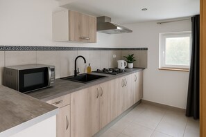 Fridge, microwave, oven, stovetop - Furnished studio - Private entrance & parking in Flers (Flers)