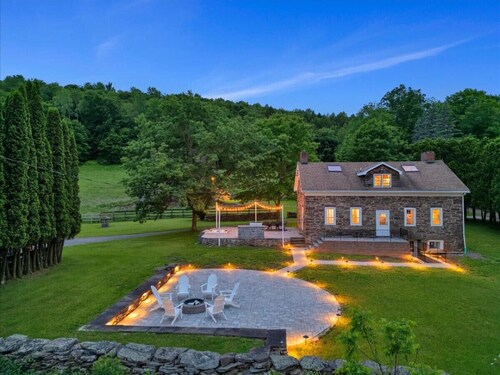 Stone Cottage w/ Horses, Pond, Peloton & Hot Tub