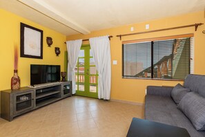 Smart TV, fireplace, DVD player, video library