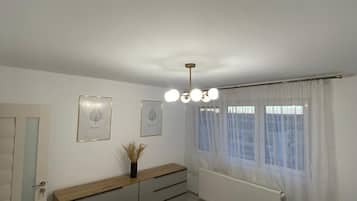 1 bedroom, desk, iron/ironing board, travel cot