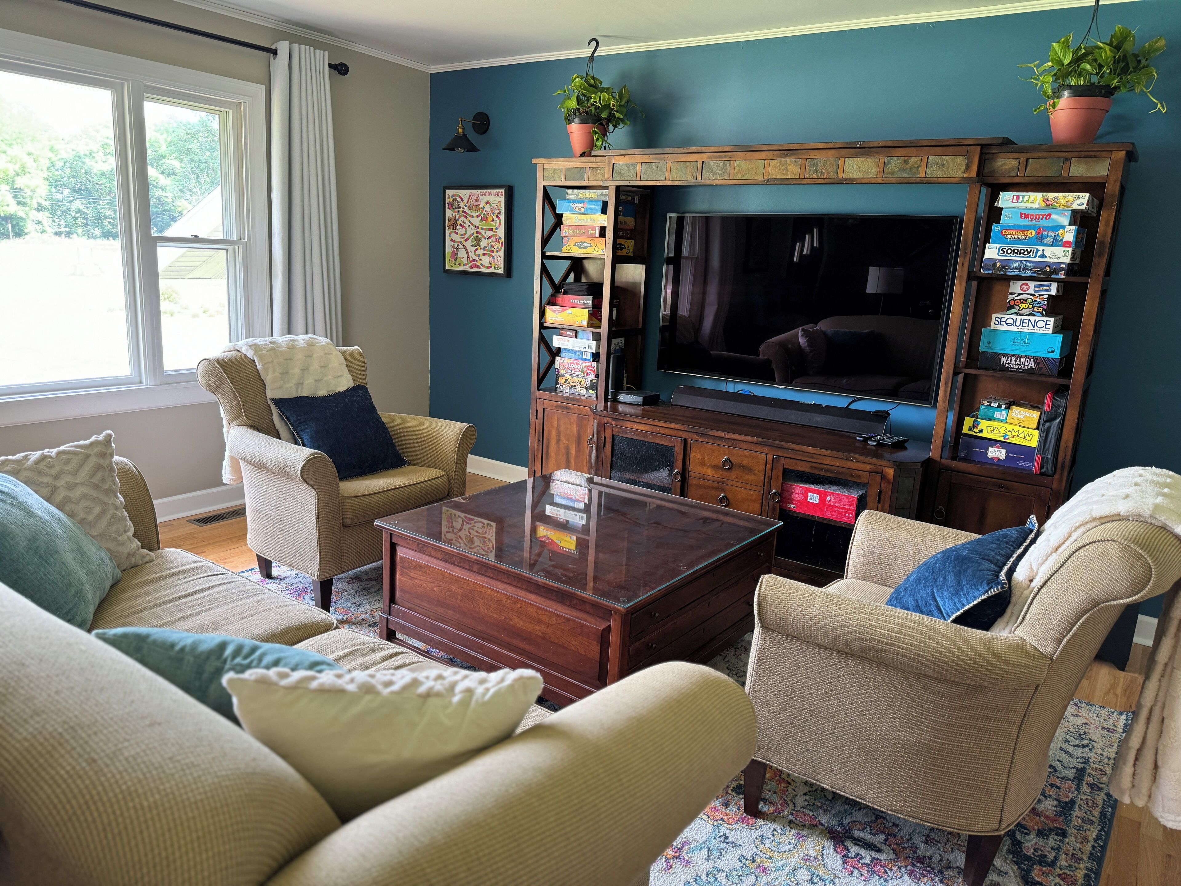 Smart TV, foosball, books