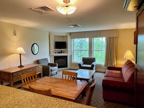 TV, fireplace, video games