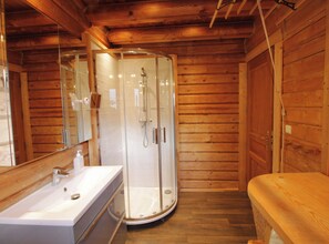 Shower, hair dryer, towels - Formidable Chalet avec piscine et vue (Vimines)