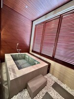 Standard Villa, Non Smoking | Bathroom | Combined shower/tub, deep soaking tub, rainfall showerhead