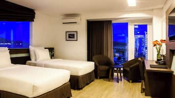 Executive Double or Twin Room, Balcony, City View | In-room safe, soundproofing, iron/ironing board, free WiFi