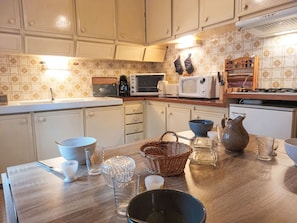 Fridge, microwave, oven, toaster