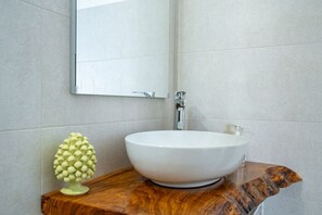 Shower, free toiletries, hair dryer, bidet