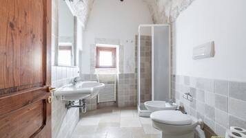 Shower, hair dryer, shampoo