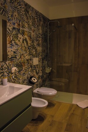 Dusche, Haartrockner, Bidet, Handtücher