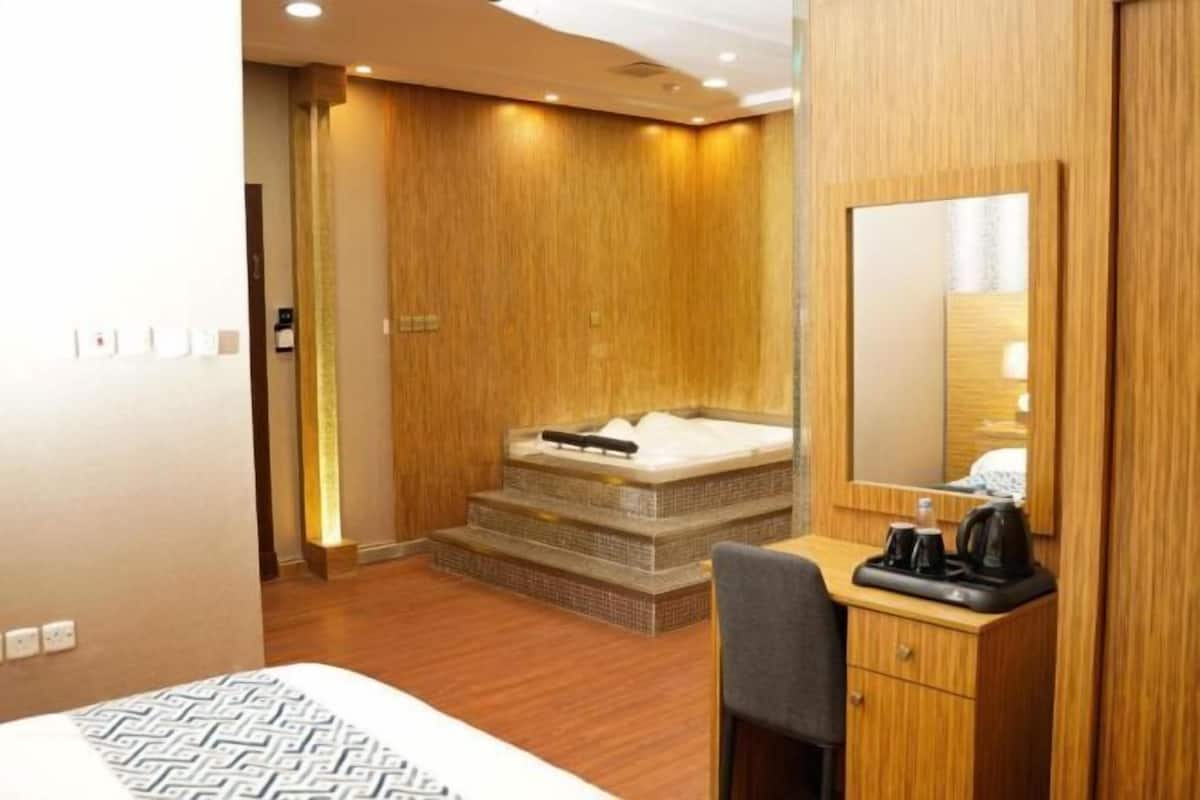 Minibar, desk, laptop workspace, soundproofing