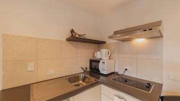 Microwave, stovetop, cookware/dishes/utensils