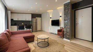 Appartement Luxe, 1 chambre, véranda | Draps en coton égyptien, literie de qualité supérieure