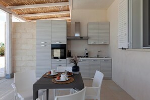 Standard Villa, Multiple Bedrooms (Podere La Rimunda Otranto Garden And) | Private kitchen | Fridge, microwave, oven, stovetop - Villa La Reimunda (Otranto)