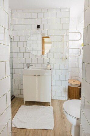 Shower, hair dryer - 2BR with city view - Observation Deck Apartments - (Kaunas)