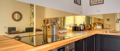 Kühlschrank, Mikrowelle, Ofen, Herdplatte