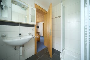 Shower, hair dryer, toilet paper