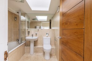 Cottage | Bathroom | Combined shower/tub, towels - Hayloft Cottage - North East Escapes (Bamburgh)