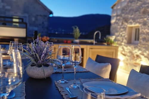 Deluxe villa, privébadkamer, uitzicht op zee | Terras