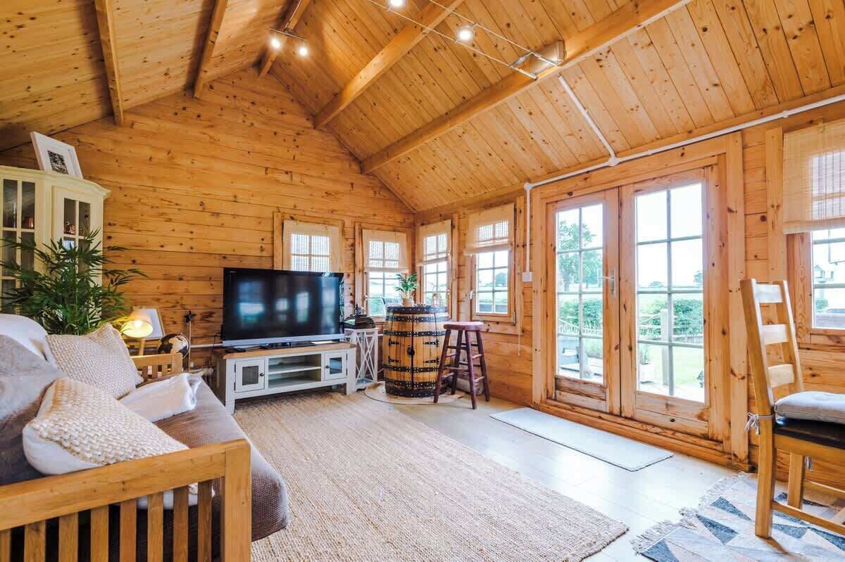 TV, fireplace, offices