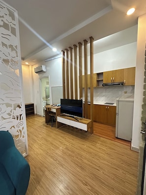 Appartement Tradition, 1 chambre | Cuisine privée | Réfrigérateur, plaque de cuisson, cuiseur de riz