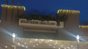 The entrance to Mercado Municipal Cama de Lobos with outdoor seating and festive lights. - Maria's House (Câmara de Lobos)