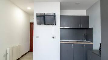 Apartment | Private kitchen | Fridge, microwave, stovetop, electric kettle