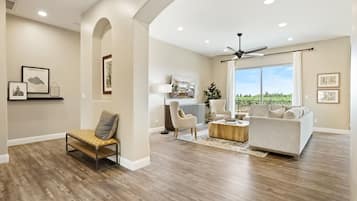 Una televisión, una mesa de tenis de mesa, libros