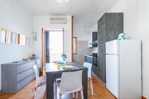 Fridge, oven, stovetop, high chair