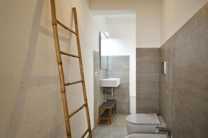 Shower, free toiletries, hair dryer, bidet