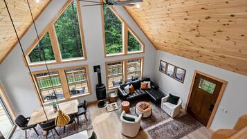 Smart TV, fireplace, video games, table football