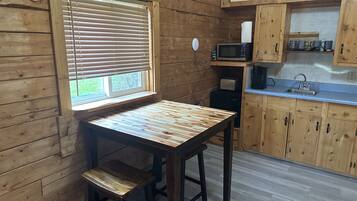 Microwave, stovetop, coffee/tea maker, toaster