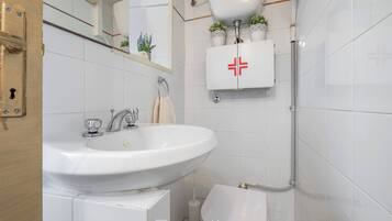 Dusche, Haartrockner, HandtĂŒcher, Shampoo