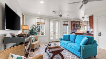 TV, DVD player, video library