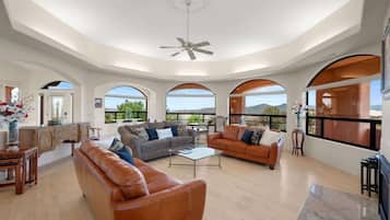 Televisión, chimenea y libros