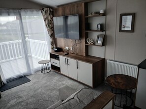 TV, DVD player, stereo