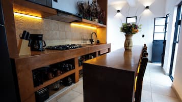 Fridge, microwave, toaster, blender