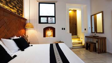 Down comforters, memory foam beds, blackout drapes, iron/ironing board