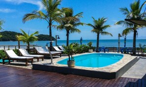 Outdoor pool, open 10:00 AM to 8:00 PM, pool umbrellas, sun loungers