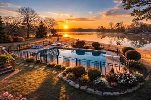 Luxury Lakeside Escape with Private Pool, Kayaks and Billiards – Masters Retreat