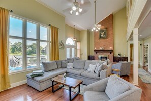 Smart TV, fireplace, video games, ping pong