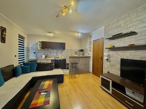 Standard Apartment | Living area | 32-inch LCD TV with cable channels - Apartments HMD (Budva)