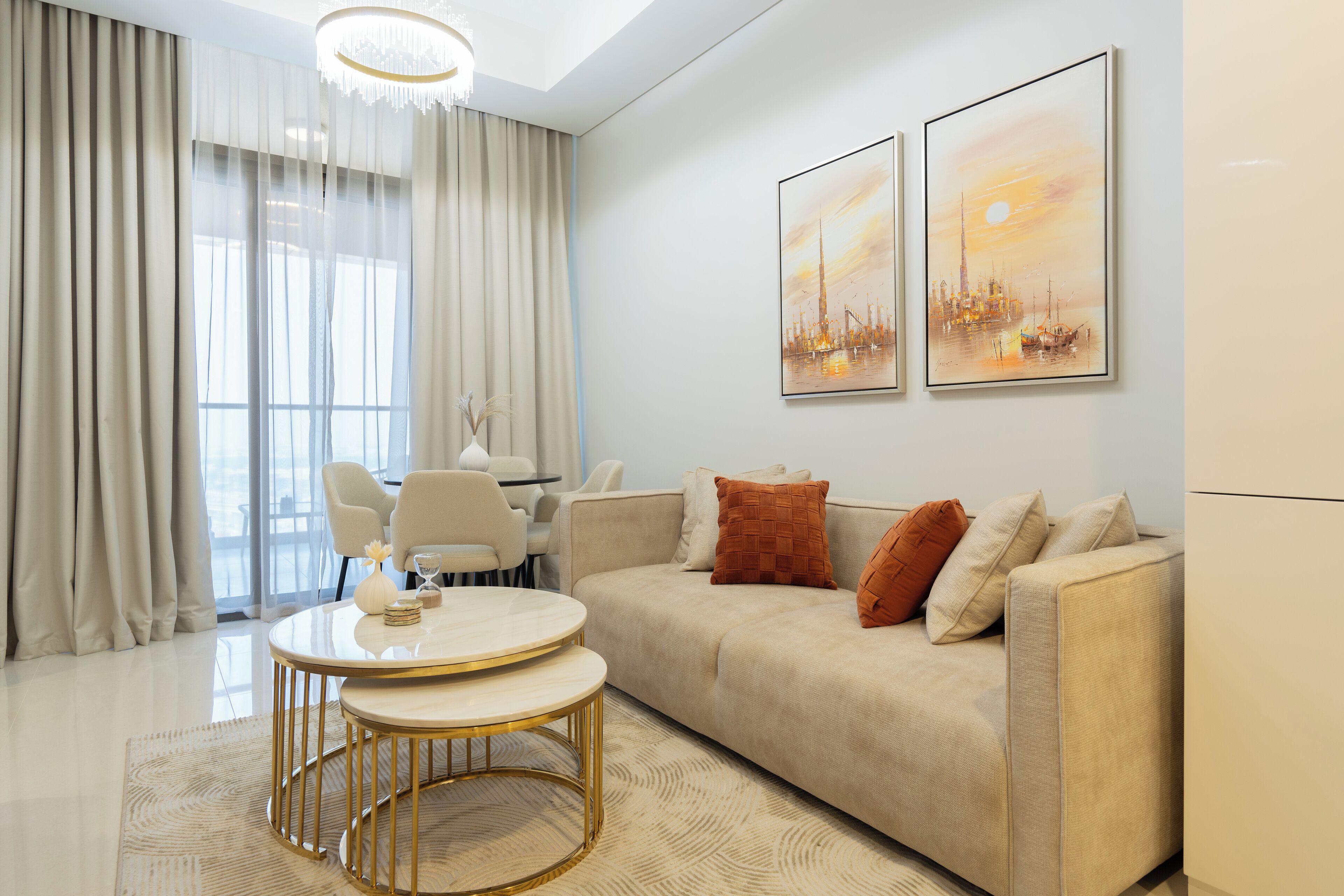 Deluxe Apartment, 2 Bedrooms, City View | Living area | 50-cm Smart TV with satellite channels