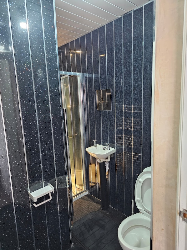 Dusche, Handtücher, Seife, Toilettenpapier
