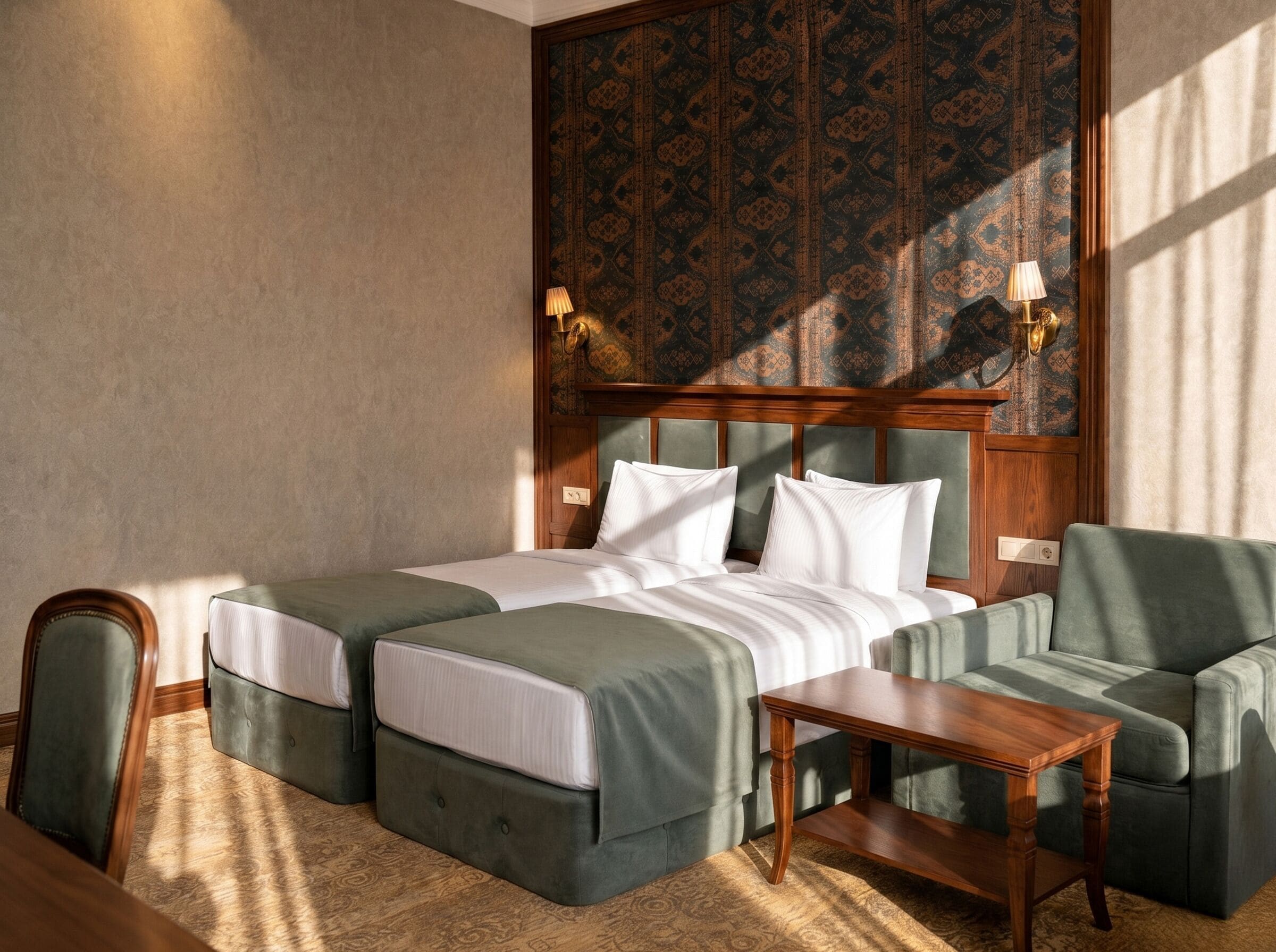 Quarto superior | Lençóis italianos Frette, roupas de cama premium, escrivaninha