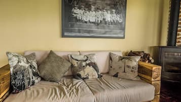 Llar de foc, taula de tennis de taula, llibres i estèreo