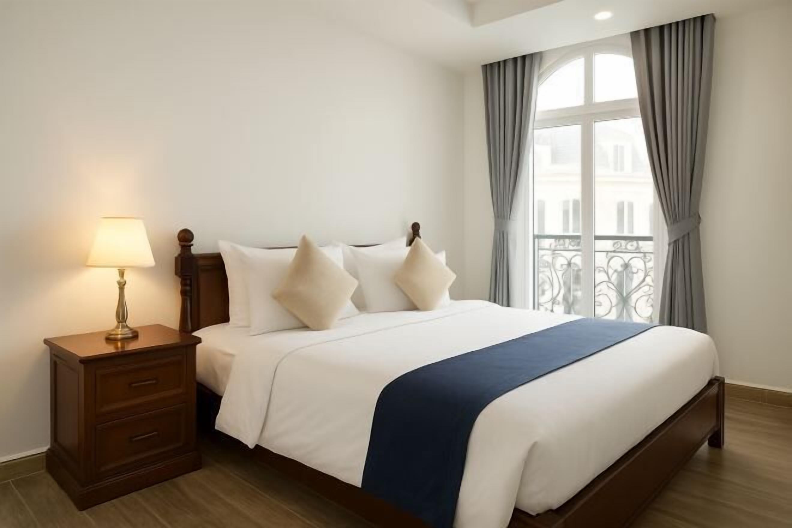 Premium bedding, pillowtop beds, soundproofing, free WiFi