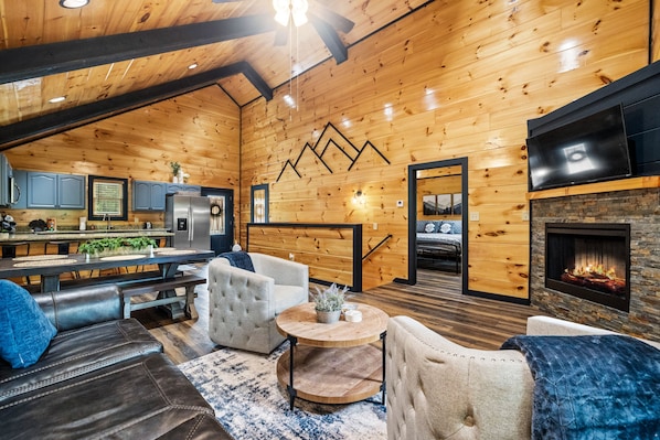 Smart TV, fireplace, video games