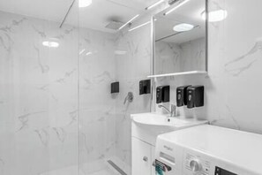 Free toiletries, hair dryer, towels, toilet paper