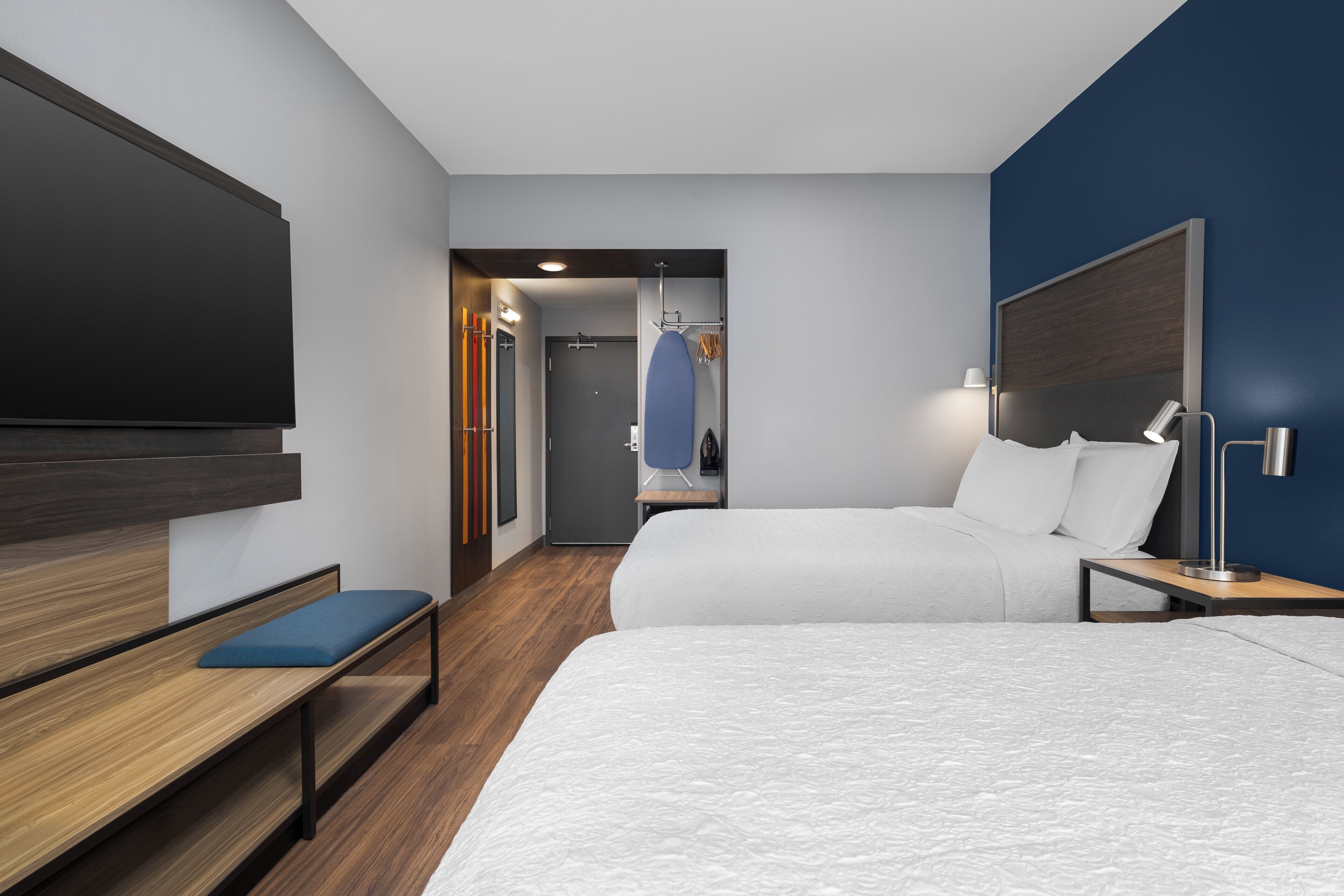 Room, 2 Queen Beds (Roll-In Shower) | In-room safe, desk, laptop workspace, iron/ironing board